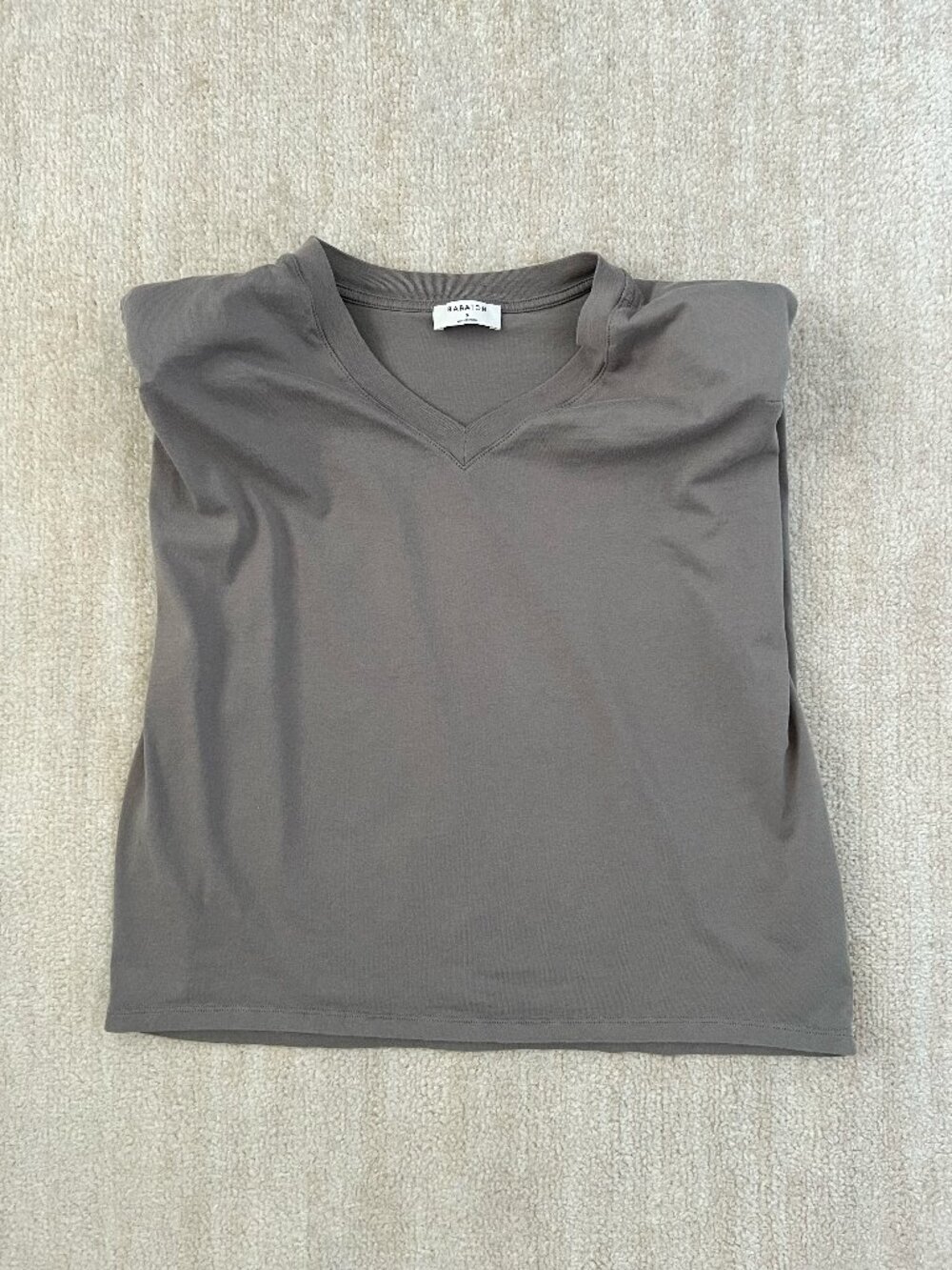 Aritzia Babaton 100% Cotton Shoulder Pad V-Neck Muscle Tee Grey S
